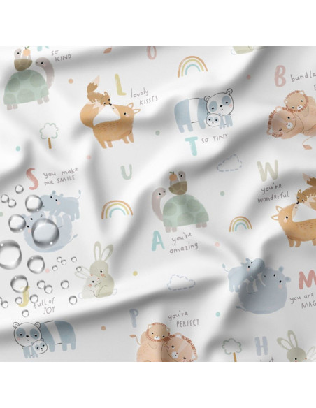 Tissu imperméable pour ciré - Mamma blanc et bleu