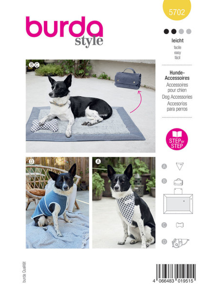 Patron d´accessoires pour chiens - Burda 5702
