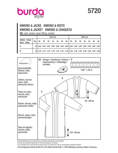 Patron de veste - Burda 5720