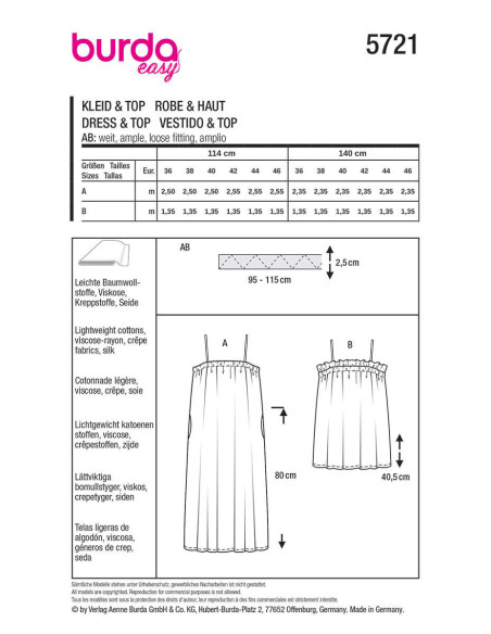 Patron de robe et top - Burda 5721