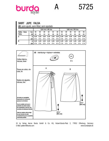 Patron de jupe - Burda 5725
