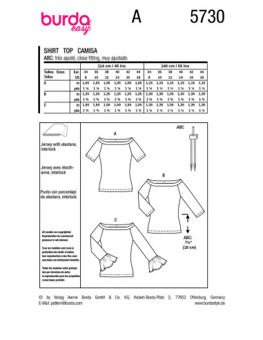 Patron de top - Burda 5730