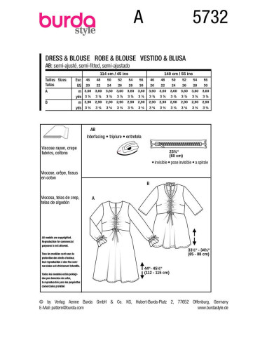 Patron de robe et blouse - Burda 5732