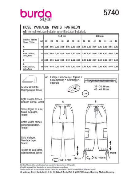 Patron de pantalon - Burda 5740