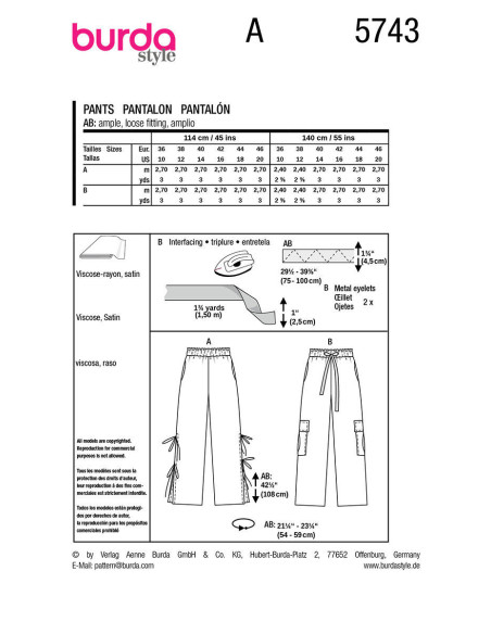Patron de pantalon - Burda 5743