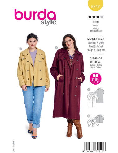 Patron de manteau - Burda 5747