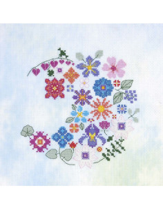 Kit broderie point de croix - Demi lune florale 2