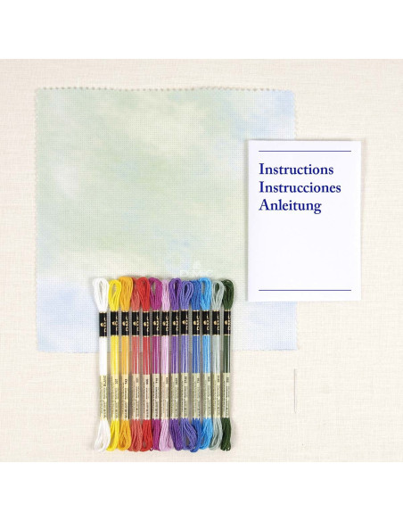 Kit broderie point de croix - Demi lune florale