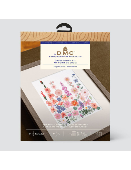 Kit broderie point de croix - Fleurs grimpantes