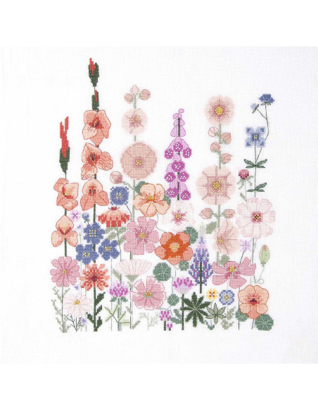Kit broderie point de croix - Fleurs grimpantes