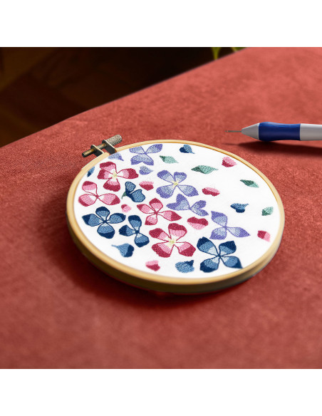 Kit punch needle - Pétales hortensia