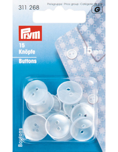 Boutons blouses imitation nacre - 15 mm