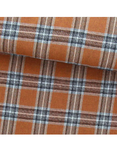 Tissu flanelle tartan écossais - Orange et gris