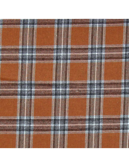 Tissu flanelle tartan écossais - Orange et gris