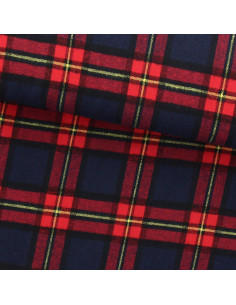 Tissu flanelle tartan écossais - Bleu et rouge