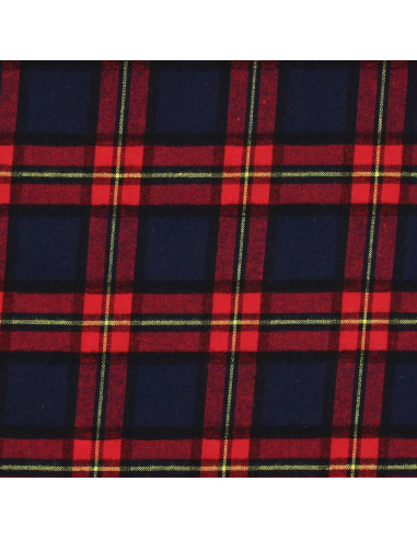 Tissu flanelle tartan écossais - Bleu et rouge