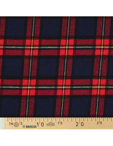 Tissu flanelle tartan écossais - Bleu et rouge