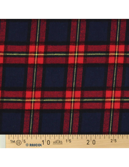 Tissu flanelle tartan écossais - Bleu et rouge