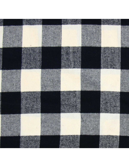 Tissu flanelle tartan écossais - Écru et noir