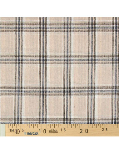 Tissu flanelle tartan écossais - Beige et gris