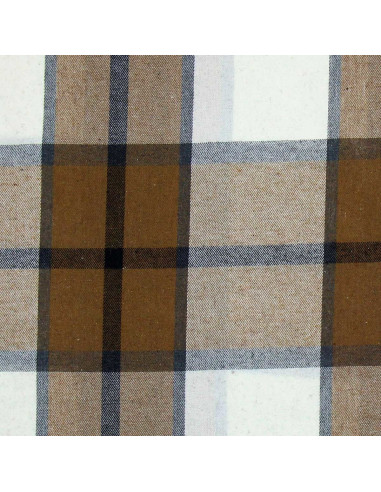 Tissu flanelle tartan écossais - Beige, écru et gris