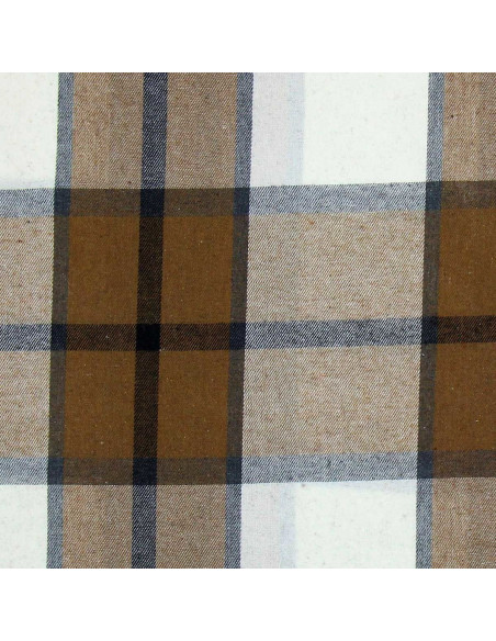 Tissu flanelle tartan écossais - Beige, écru et gris