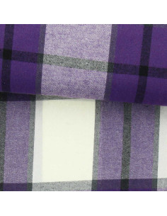 Tissu flanelle tartan écossais - Violet et écru