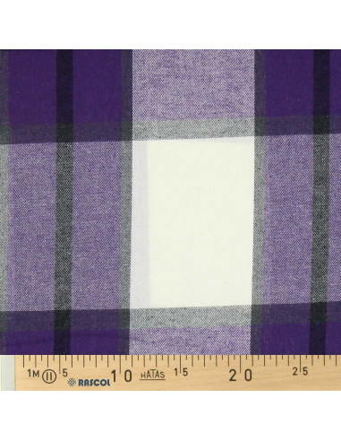 Tissu flanelle tartan écossais - Violet et écru