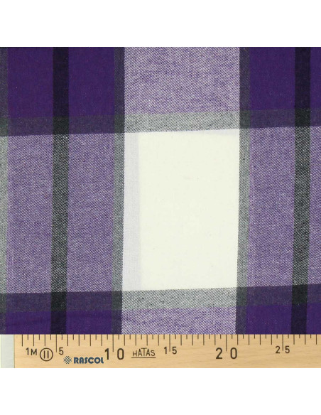 Tissu flanelle tartan écossais - Violet et écru
