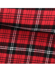 Tissu flanelle tartan écossais - Rouge, noir et blanc
