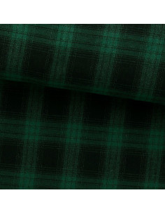 Tissu flanelle tartan écossais - Vert et noir