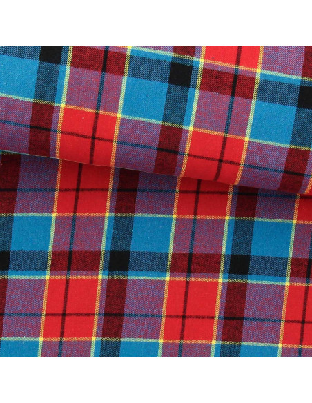 Tissu flanelle tartan écossais - Rouge, bleu et jaune
