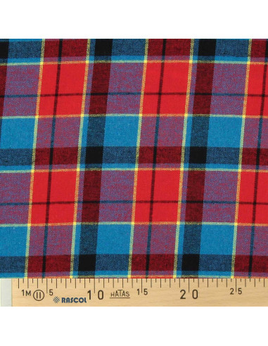 Tissu flanelle tartan écossais - Rouge, bleu et jaune