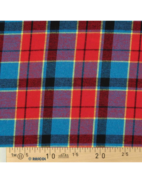 Tissu flanelle tartan écossais - Rouge, bleu et jaune