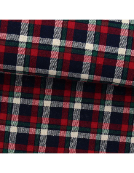 Tissu flanelle tartan écossais - Rouge, bleu et vert
