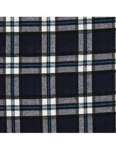 Tissu flanelle tartan écossais - Bleu marine et noir