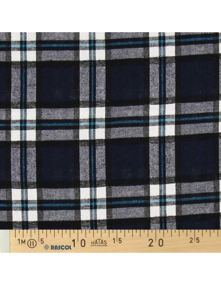 Tissu flanelle tartan écossais - Bleu marine et noir