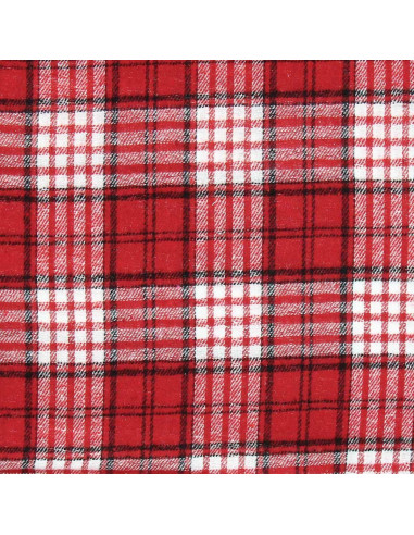 Tissu flanelle tartan écossais - Rouge et blanc