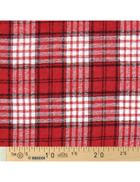 Tissu flanelle tartan écossais - Rouge et blanc