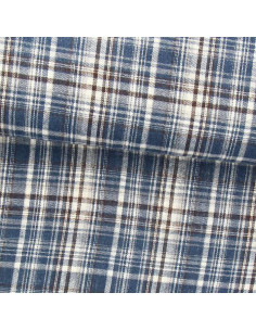 Tissu flanelle tartan écossais - Bleu, blanc et noir