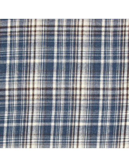 Tissu flanelle tartan écossais - Bleu, blanc et noir