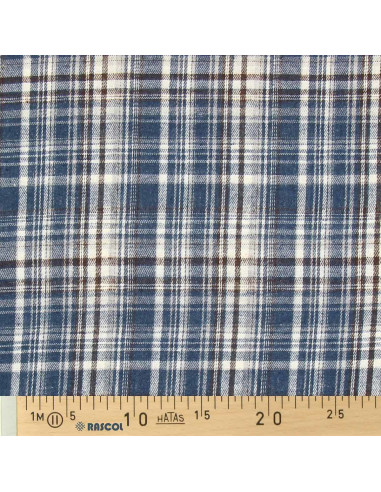 Tissu flanelle tartan écossais - Bleu, blanc et noir