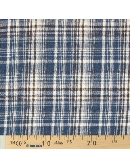 Tissu flanelle tartan écossais - Bleu, blanc et noir