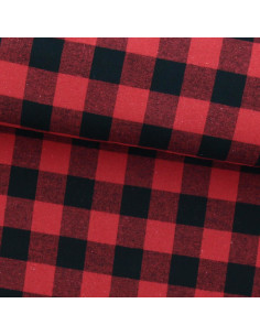 Tissu flanelle tartan écossais - Rouge et noir
