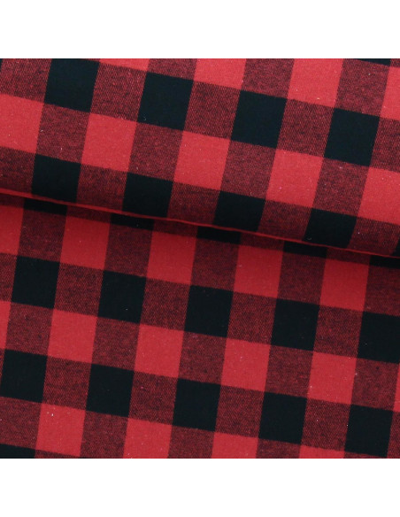 Tissu flanelle tartan écossais - Rouge et noir