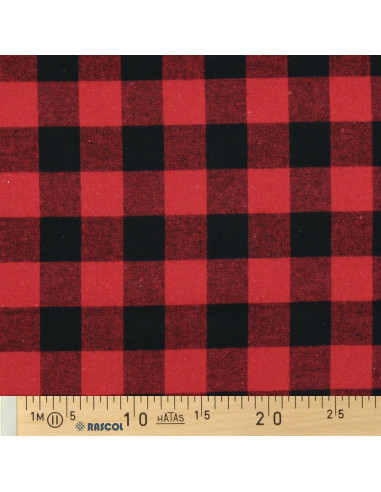 Tissu flanelle tartan écossais - Rouge et noir