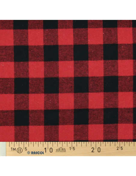 Tissu flanelle tartan écossais - Rouge et noir