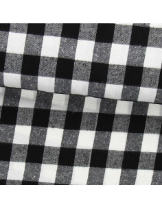 Tissu flanelle tartan écossais - Noir et blanc