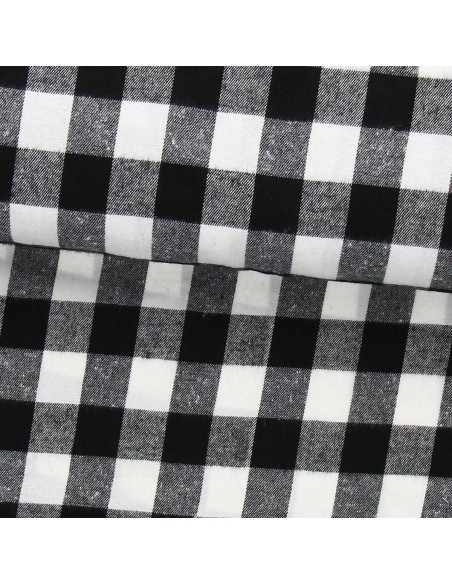 Tissu flanelle tartan écossais - Noir et blanc