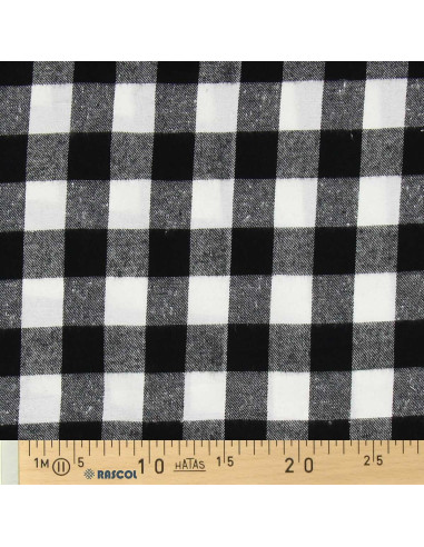 Tissu flanelle tartan écossais - Noir et blanc